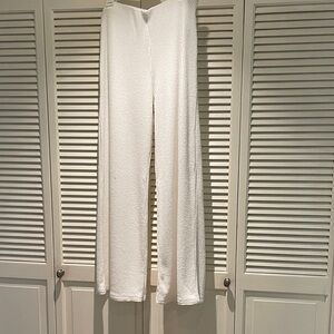 Zara wide leg elastic waist pull on white pant sz L NWT